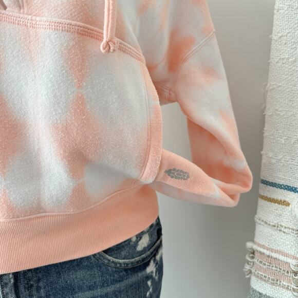 Free People Movement Orange White Creamsicle Fleece Lined Oversized Hoodie Small - Picture 4 of 10